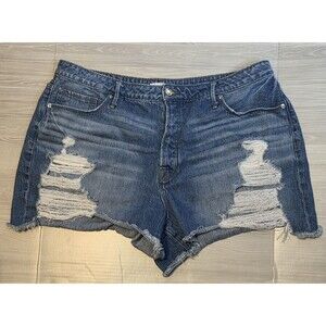 Good American Bombshell Denim Cutoff Shorts Distressed Womens 16 Blue